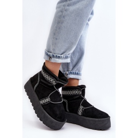 Naisten lumisaappaat paksulla pohjalla ja nauhoitukset, musta Milson 2