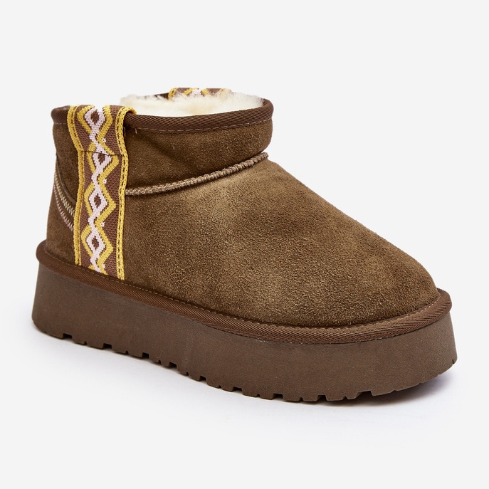 Naisten mokkanahkaiset lumisaappaat, joissa paksu pohja, vihreä Vebissat 2