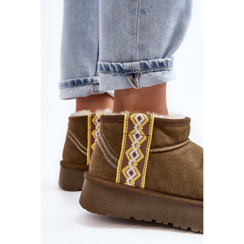 Naisten mokkanahkaiset lumisaappaat, joissa paksu pohja, vihreä Vebissat 1