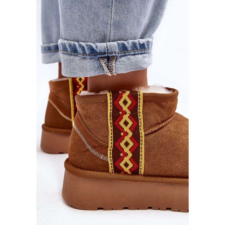 Naisten mokkanahkaiset lumisaappaat, joissa paksupohjainen Camel Vebissat ruskea 1