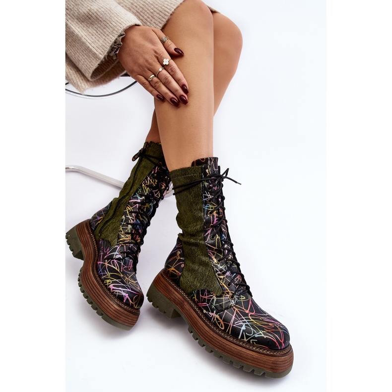 Naisten nahkatyösaappaat Maciejka 06203-09 Monivärinen musta 1