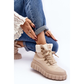 Eristetyt Trapper-saappaat paksulla pohjalla, vaalea beige Ralotta 1