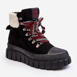 Eristetyt Trapper-saappaat paksulla pohjalla, musta Ralotta 1