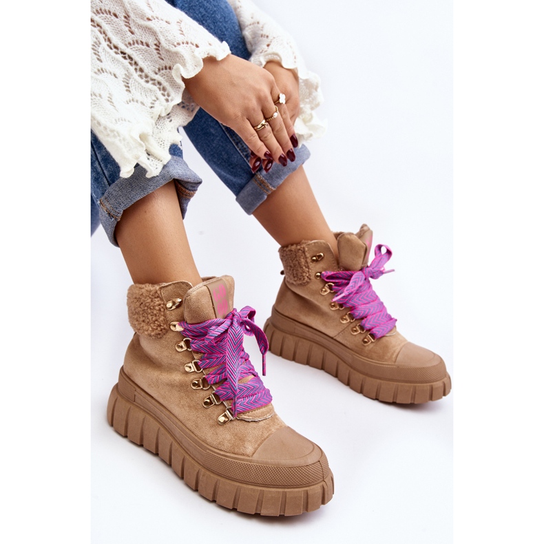 Ruskeat Ralotta Eristetyt Trapper-saappaat paksulla pohjalla 1