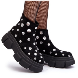 S.Barski Mokkaeristetyt saappaat kristalleilla D&amp;A MR870-83 musta 4