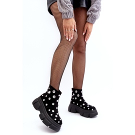 S.Barski Mokkaeristetyt saappaat kristalleilla D&amp;A MR870-83 musta 1