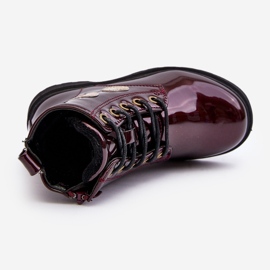 Lasten kiiltonahkaiset nilkkurit koristeilla, viininpunainen Adete 1