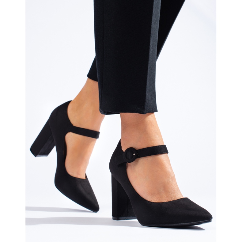 Musta mokkanahka Shelovet korkeakorkoiset pumput 1