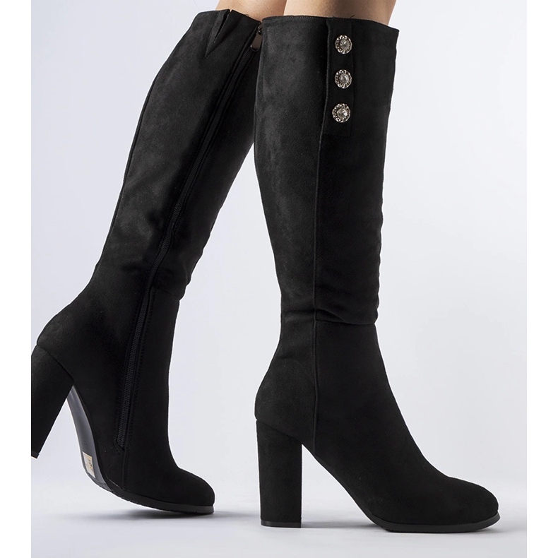 Mustat saappaat koristeltu Lightning-zirkoneilla 1