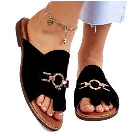 Lewski Shoes Naisten mokkanahkaiset tossut Leewski-kengät 3226 musta 5