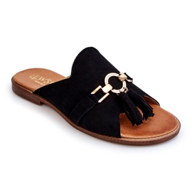 Lewski Shoes Naisten mokkanahkaiset tossut Leewski-kengät 3226 musta 4