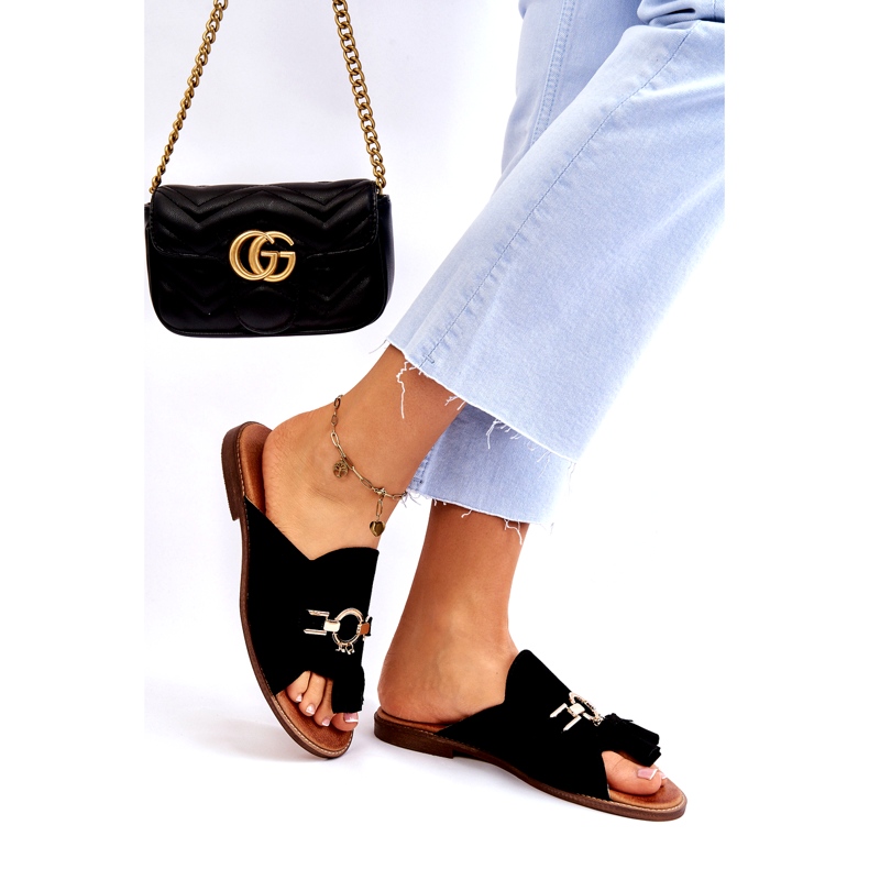 Lewski Shoes Naisten mokkanahkaiset tossut Leewski-kengät 3226 musta 1