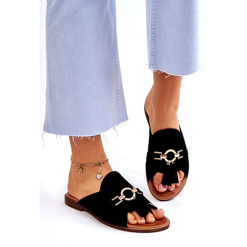 Lewski Shoes Naisten mokkanahkaiset tossut Leewski-kengät 3226 musta 2