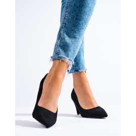 Shelovet musta mokkanahka kartiomainen kantapää pumput 1