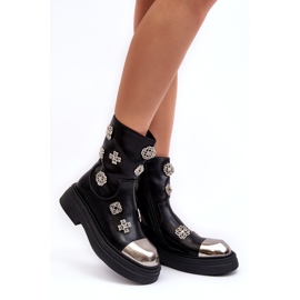 S.Barski Nahkaeristetyt nilkkurit koristeilla D&amp;A MR870-14A musta 2