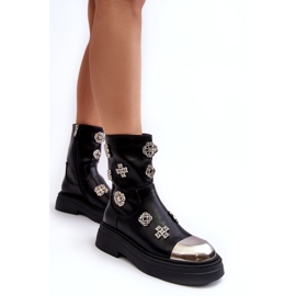 S.Barski Nahkaeristetyt nilkkurit koristeilla D&amp;A MR870-14A musta 3