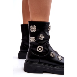 S.Barski Nahkaeristetyt nilkkurit koristeilla D&amp;A MR870-14A musta 4