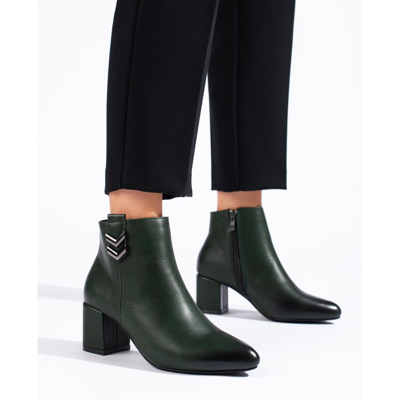 Tyylikkäät klassiset tummanvihreät Daszyńskin korkeakorkoiset nilkkurit 1