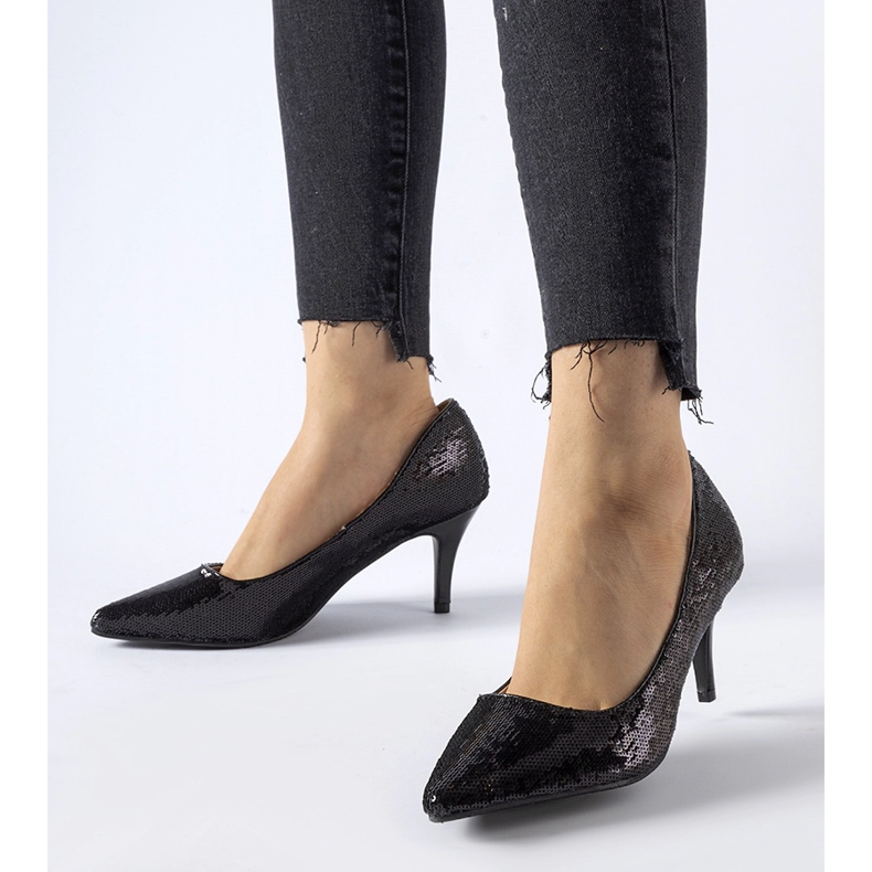 Mustat paljetoidut Ernesto korkokengät 1