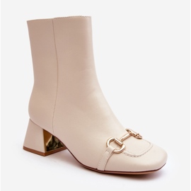 Korkeakorkoiset nilkkurit koristeella, vaalea beige Adinah 2