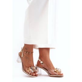 Kullakoristeiset korkokengät sandaalit S.Barski MR1037-16 kultainen 1