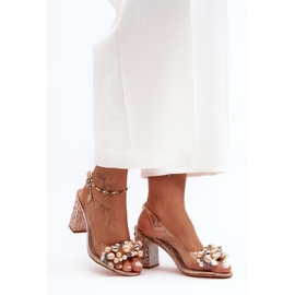 Läpinäkyvät tyylikkäät korkeakorkoiset sandaalit Rose Gold S.Barski MR1037-17 vaaleanpunainen 1