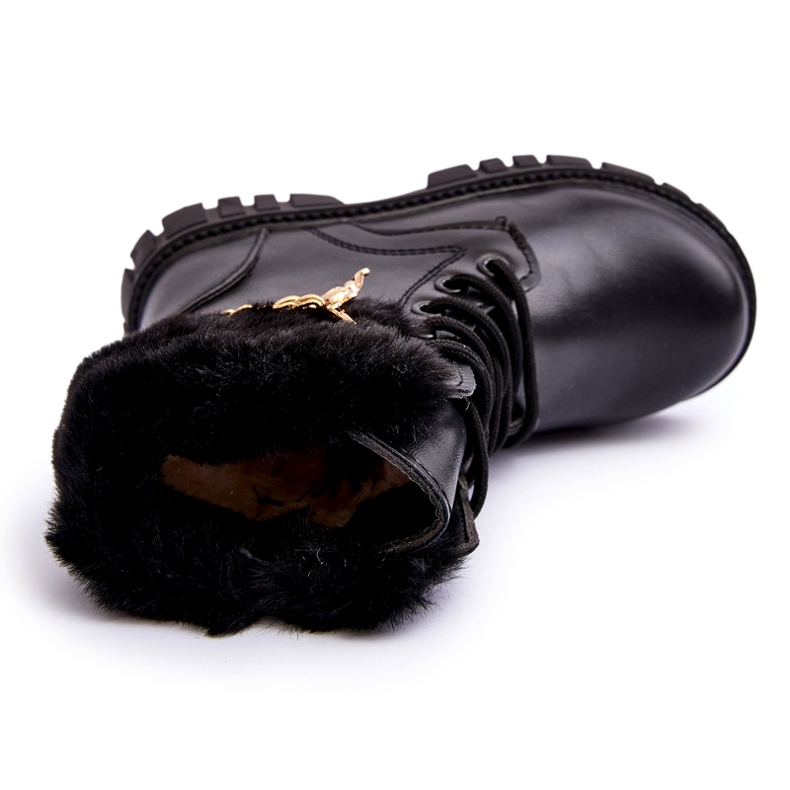 Nahkaeristetyt lasten saappaat mustalla ketjulla 3