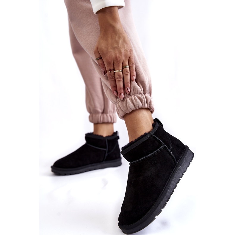 Naisten mokkanahka matala eristetty lumilaa saappaat musta 2