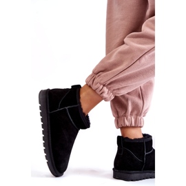 Naisten mokkanahka matala eristetty lumilaa saappaat musta 4