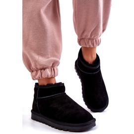 Naisten mokkanahka matala eristetty lumilaa saappaat musta 5