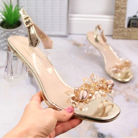 D&amp;A W OLI191B läpinäkyvät korkeakorkoiset sandaalit, kultaa kultainen 1