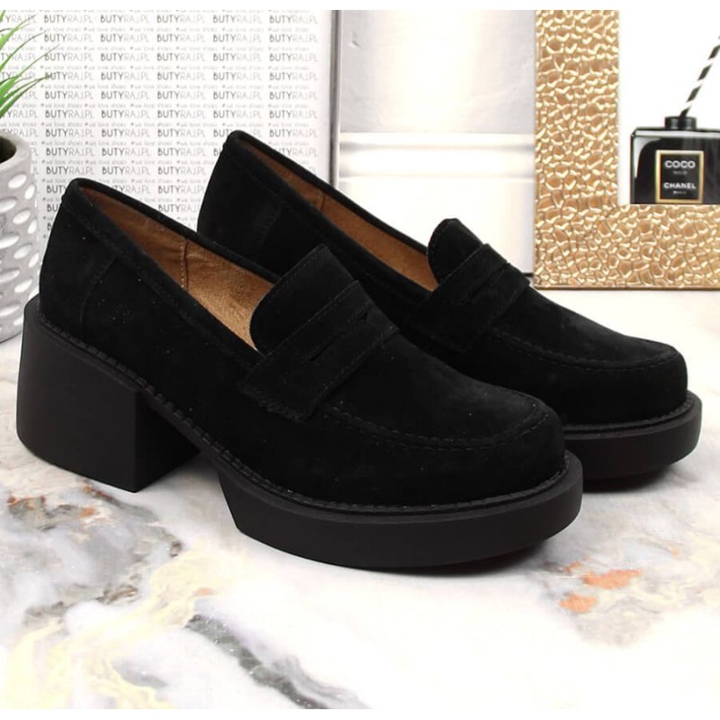 Filippo W DP4685/23 nahkaiset korkeakorkoiset mokasiinit musta 2