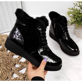 Eristetyt nahkaiset nilkkurit Rieker W 93312 alustalla, mustat 1