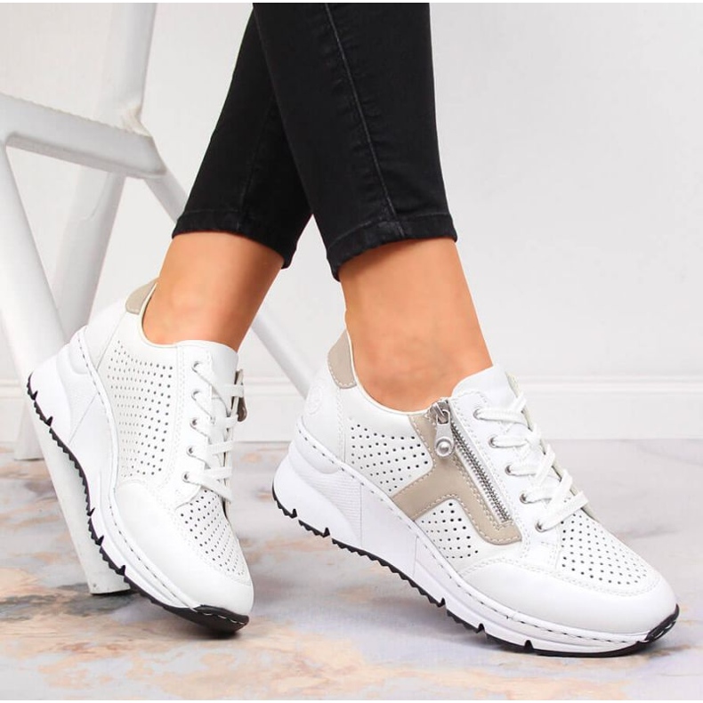 Rieker W N6304-80 valkoiset nahkakengät valkoinen 2