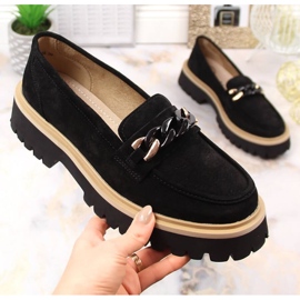 Mokkakorkoiset mokasiinit ketjulla Filippo W PAW404 musta 1