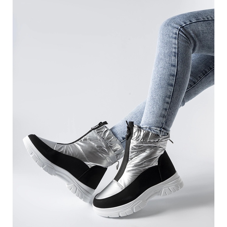 Hopeanväriset ja mustat eristetyt Controni lumisaappaat 1