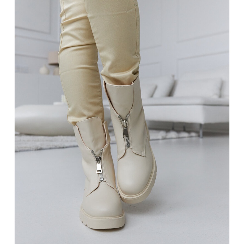 Oakdalen beige-eristetyt saappaat vetoketjulla 1