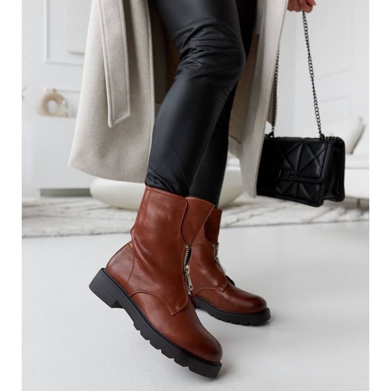 Ruskeat eristetyt Oakdalen saappaat vetoketjulla 1