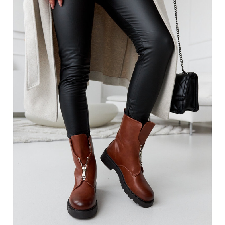 Ruskeat eristetyt Oakdalen saappaat vetoketjulla 2