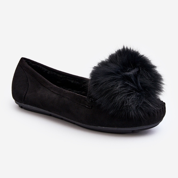 Naisten mokkasiinit, joissa on turkista mustat novat 1