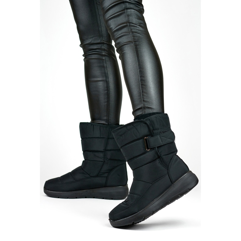 Mukavat lumisaappaat, talvisaappaat, tikatut nilkkurit, eristetyt tarranauhalla musta 2