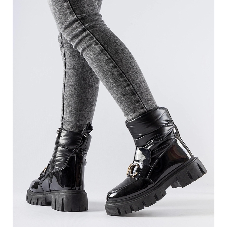 Mustat patentoidut lumisaappaat Elijah-soljella 1