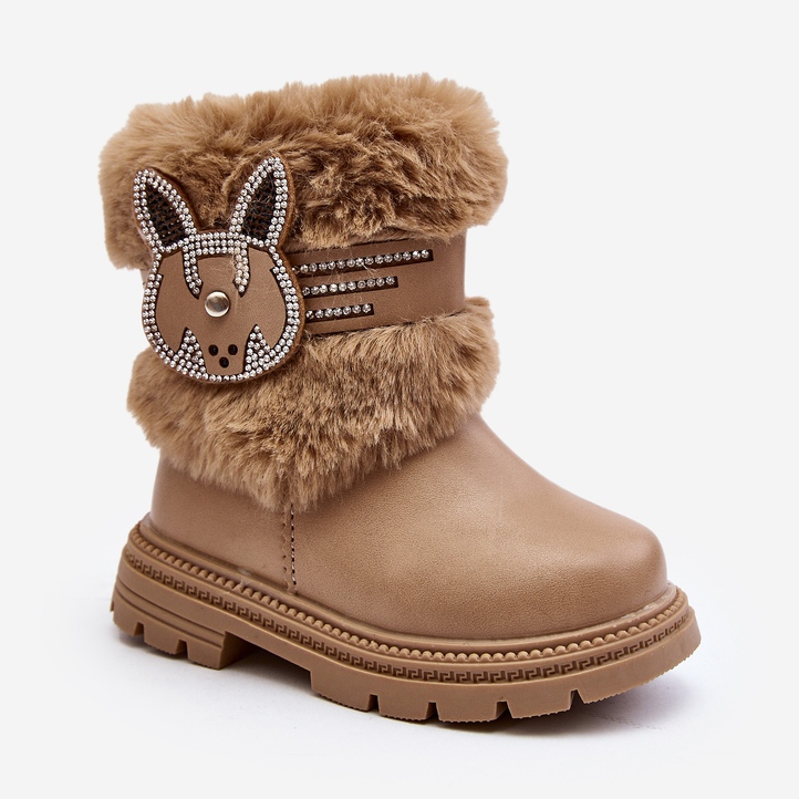 Beige Lunami Lasten lumisaappaat turkisella 1