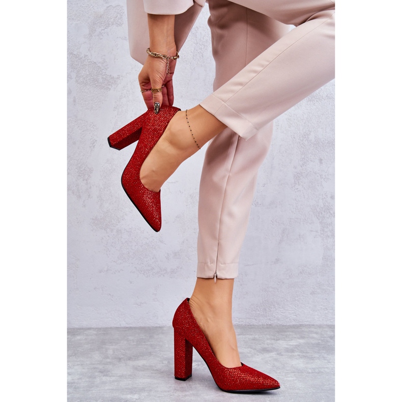 Kiiltävät kimaltelevat punaiset korkokengät punainen 2