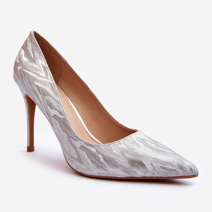 Klonisa Silver Glitter -koristeiset korkokengät hopea 1