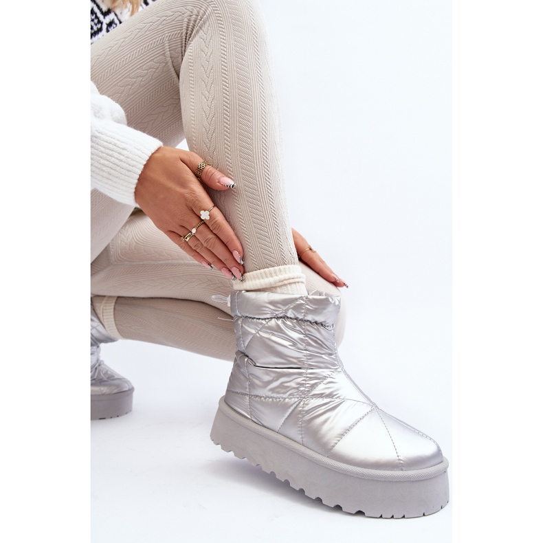 Hopeiset Fionian naisten lumisaappaat massiivisella alustalla hopea 1