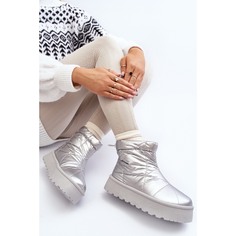 Hopeiset Fionian naisten lumisaappaat massiivisella alustalla hopea 2