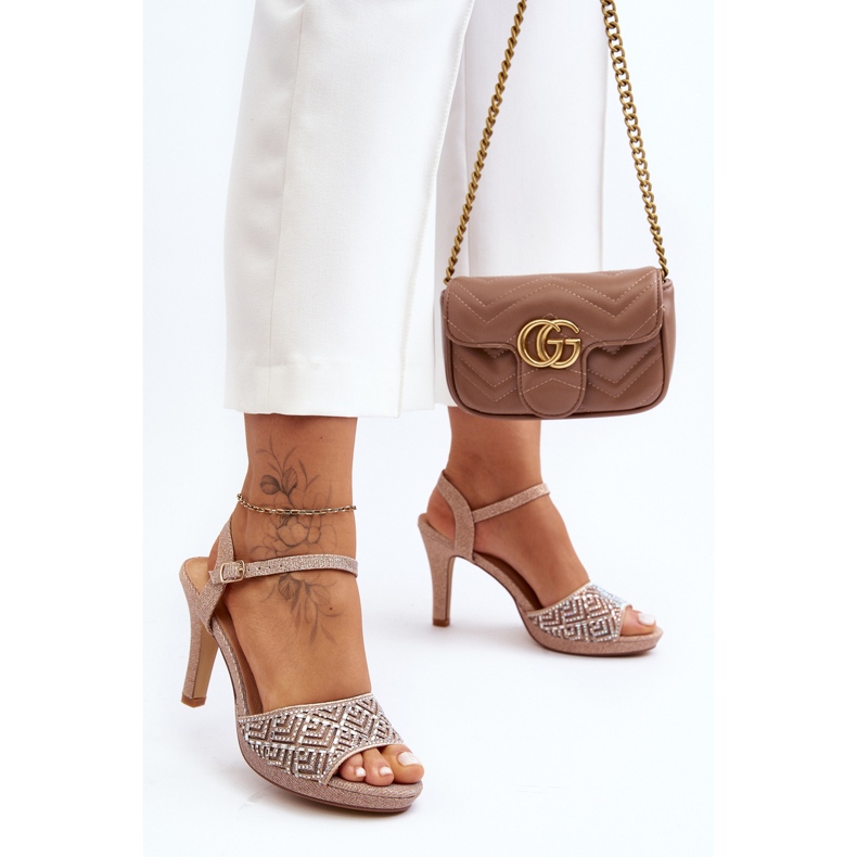 Koristetut korkeakorkoiset sandaalit D&amp;A MR1038-44 Rose Gold vaaleanpunainen 2