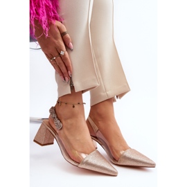 Tyylikkäät teräväkärkiset pumput D&amp;A MR91292-1 samppanja kultainen 2