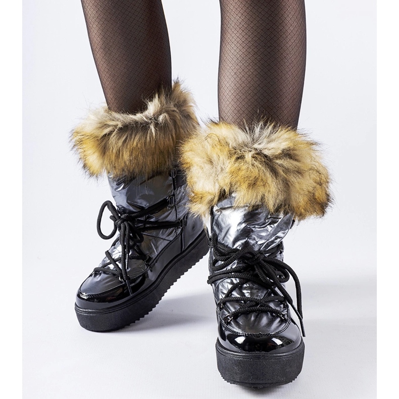 Battle harmaat eristetyt lumisaappaat turkisella 1